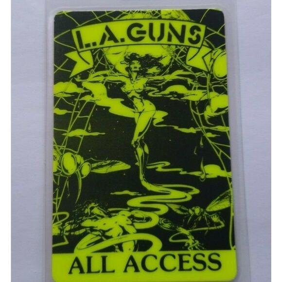 LA Guns BackStage Pass Original 1989 Hard Rock Heavy Metal Music Day Glow UNUSED - Picture 2 of 4